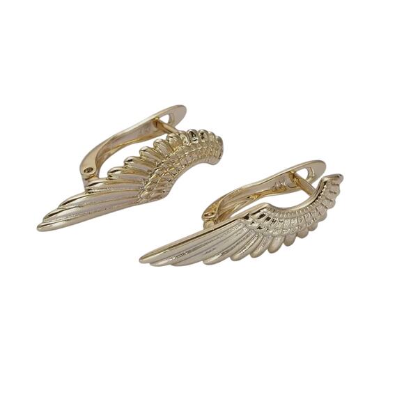 Angel Wings Earrings Gold Hoop Earrings NWT - Picture 1 of 4